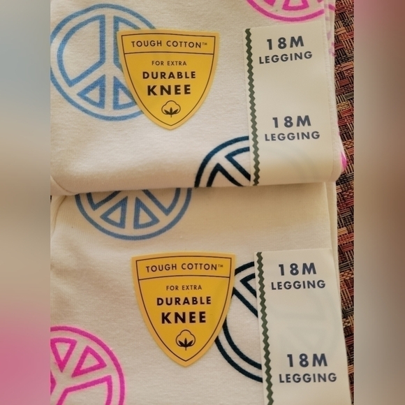 Cat & Jack Leggings Two Pack 18 Months Peace Sign - Picture 2 of 6